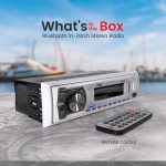 Pyle Marine Bluetooth Stereo Radio – 12v Single DIN Style Boat In dash Radio Receiver System with Built-in Mic, Digital LCD, RCA, MP3, USB, SD, AM FM Radio – Remote Control – PLMRB29W (White)