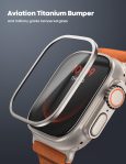 Lamicall Titanium Screen Protector for Apple Watch Ultra 2/Ultra – [Enjoy Original Beauty] Aviation Titanium Bumper Frame Case Cover, 2Pack Tempered Glass Film [Sensitive Touch] for iWatch Ultra 49mm
