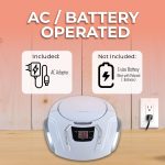 Proscan Elite Portable CD Boombox with AM/FM Radio – White