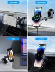 UGDLUCK Wireless Car Charger, 15W Fast Charging Car Charger Mount with LED Lights Dashboard Windshield Air Vent Car Phone Holder fit for iPhone 15 14 13 12 11 Pro Max,Samsung Galaxy S24 S23 S22, etc
