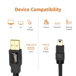 Amazon Basics USB-A to Mini USB 2.0 Fast Charging Cable, 480Mbps Transfer Speed with Gold-Plated Plugs, 3 Foot, Black