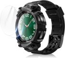 SUPCASE Unicorn Beetle Pro Series Case for Galaxy Watch 6 Classic 47mm 2023 Release, [2 Pack Screen Protector] Rugged Protective Case with Strap Bands (Black)