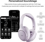TOZO HT2 Hybrid Active Noise Cancelling Headphones, Wireless Over Ear Bluetooth Headphones, 60H Playtime, Hi-Res Audio Custom EQ via App Deep Bass Comfort Fit Ear Cups, for Home Office Travel Purple