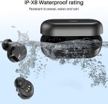 TOZO T12 Wireless Earbuds Bluetooth 5.3 Headphones Premium Sound Performance Touch Control LED Digital Display Wireless Charging Case Earphones Dark Black