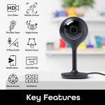 Geeni Look Smart Indoor 1080p HD Security Camera with Night Vision, Motion Detection, 2-Way Audio, Works with Alexa and Google Home, Black, 2-Pack