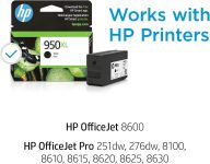 HP 950XL | Ink Cartridge | Black | Works with HP OfficeJet Pro 251dw, 276dw, 8100, 8600 Series | CN045AN
