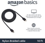 Amazon Basics High-Speed HDMI Cable (18Gbps, 4K/60Hz) – 10 Feet, Nylon-Braided for Television