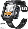 SUPCASE Unicorn Beetle Pro Case with Band for Apple Watch Series 9/8/7 [45mm], [2X Built-in Tempered Glass Screen Protector] Rugged Protective Case with Strap Bands