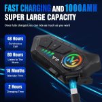 FEYA Motorcycle Helmet Speakers High Battery Life Helmet Headphone IPX6 Automatic Answer/Call Music Control/Intelligent Noise/Wake up Siri, 2 Different Types of Mic【Compatible with All Helmets】