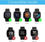 Fintie Bands Compatible with Fitbit Versa 4 / Fitbit Versa 3 / Sense 2 / Fitbit Sense, Genuine Leather Band Replacement Accessories Strap Wristband
