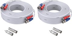ANNKE 2 Pack Security Camera Cable 30M/100ft All-in-One BNC Video Power Cables, BNC Extension Wire Cord for CCTV Camera DVR Security System with 2X BNC Connectors and 2X RCA Adapters-White