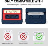 MOFREE AirPods Pro 2nd Generation Case Cover with Cleaner Kit, Cassette Tape Design Soft Silicone Shock-Absorbing Protective Cover for AirPods Pro 2 Case with Lanyard (2023/2022) Blue