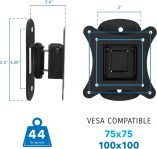 Mount-It! MI-2829 Small TV Monitor Wall Mount | RV TV Mount | Quick Release VESA Wall Mount | Fits 19 20 21 22 23 24 25 Inch Screens | 75 100 VESA Compatible | Low-Profile Slim Design | 44lb Capacity