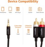 Amazon Basics 3.5mm Aux to 2 RCA Adapter Audio Cable for Stereo Speaker or Subwoofer with Gold-Plated Plugs, 4 Foot, Black