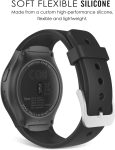 MoKo Watch Band Compatible with Samsung Gear S2, Soft Silicone Replacement Sport Band fit Gear S2 (SM-R720 / SM-R730 ONLY) Smart Watch, NOT FIT S2 Classic (SM-R732 & SM-R735), NOT FIT Gear Fit2, Black