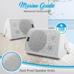 Outdoor Wall-Mount Patio Stereo Speaker – Waterproof Bluetooth Wireless & No Amplifier Needed – Portable Electric Theater Sound Surround System – Pyle PDWR61BTWT