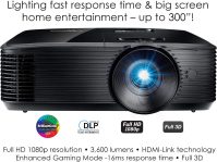 Optoma HD146X High Performance Projector for Movies & Gaming | Bright 3600 Lumens | DLP Single Chip Design | Enhanced Gaming Mode 16ms Response Time