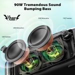 Tribit StormBox Blast Portable Speaker 90W Loud Stereo Sound with XBass, IPX7 Waterproof Bluetooth Speaker with LED Light, PowerBank, Bluetooth 5.3&TWS, Custom EQ, 30H Playtime for Outdoor