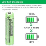 OSIM 4Pack BK-40AAABU Ni-MH AAA Rechargeable Batteries 400mah AAA Ni-MH Rechargeable Batteries 1.2V for Panasonic Cordless Phones, Remote Controls, Electronics