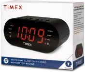 Timex T231G AM/FM Dual Alarm Clock Radio with 1.2-Inch Display and Line-In Jack (Gunmetal)