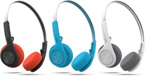 JLab Rewind Wireless Retro Headphones, Bluetooth 4.2, 12 Hours Playtime, Custom EQ3 Sound, Music Controls, Noise Isolation, with Microphone, Throwback 80s 90s Design, Blue
