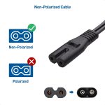 Cable Matters 2 Pack 2 Prong TV Power Cord 10 ft, AC Power Cord Compatible with Samsung LG Sony Insignia TCL Sharp Toshiba Hisense TV PS4 PS5, Non Polarized (NEMA 1-15P to IEC C7) – 10 Feet