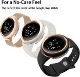 3 Pack – Fintie Hard PC Case for Google Pixel Watch 2/1, Premium Google Pixel Watch Accessories Bumber Case Cover Shell (Without Screen Protector) Shock Proof, White/Pink/Black