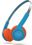 JLab Rewind Wireless Retro Headphones, Bluetooth 4.2, 12 Hours Playtime, Custom EQ3 Sound, Music Controls, Noise Isolation, with Microphone, Throwback 80s 90s Design, Blue