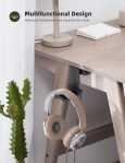 Lamicall Headphone Holder, Sticky Headset Stand – Under Desk Headphone Hanger, Rotable Adhesive Headset Hook Holder, Headset Mount with Cable Organizer, for All Headset Like HyperX, Sennheiser, Black