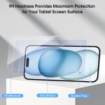 Qularlans 3 Pack Tempered Glass Screen Protector Compatible with iPhone 15/15 Pro 6.1 Inch, 9H Hardness Shock Resistant Tempered Glass HD Ultra Clear