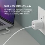 Belkin 45W Dual USB-C Wall Charger, Fast Charging Power Delivery 3.0 w/ GaN Technology for iPhone 15, 13, Mini, iPad Pro 12.9, MacBook, Galaxy S23, & More – White