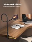 Lamicall Gooseneck Phone Holder Bed – [Newest Nylon Braided] Flexible Arm, Overall Length 38inch, 360 Adjustable Clamp Clip, Overhead Cell Phone Mount Stand for Bed, Desk, 4-7” Cellphone