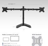 VIVO Dual LED LCD Monitor Mount, Free-Standing Desk Stand for 2 Screens up to 32 Inch, Heavy-Duty Fully Adjustable Arms with Max VESA 100x100mm, Black, STAND-V032F