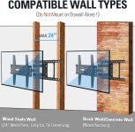 Mounting Dream TV Mount Full Motion TV Wall Mount for Most 32-65 Inch Flat Screen TV, Wall Mount TV Bracket with Dual Arms, Max VESA 400x400mm and 99 LBS, Fits 16″, 18″, 24″ Studs MD2380-24K TV Mounts