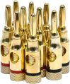 Monoprice 109437 5PRJX74047 Gold Plated Speaker Banana Plugs – 5 Pairs – Open Screw Type, For Speaker Wire, Home Theater, Wall Plates And More