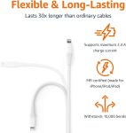 Amazon Basics – 2-Pack USB-A to Lightning ABS Charger Cable, MFi Certified for Apple iPhone 14 13 12 11 X Xs Pro, Pro Max, Plus, iPad, 10,000 Bend Lifespan, 10 Foot, White