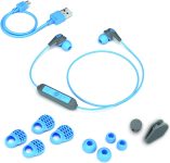 JLab JBuds Pro Bluetooth Wireless Signature Earbuds, Titanium 10mm Drivers, 10-Hour Battery Life, Music Controls, Noise Isolation, Bluetooth 4.1 Extra Gel Tips and Cush Fins, Graphite/Blue