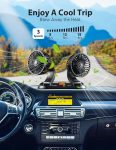 Zmirne Car Fan – Dual Head USB Fan for Car, Portable Vehicle Cooling Fan – Brushless Motor(2024 Upgraded) – 3 Speeds, 360° Rotation, for Car Dashboard, SUV/RV/Truck/Sedan/Cruise/Office, USB Powered