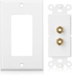 Cable Matters 2-Pack Speaker Wire Wall Plate, Gold Plated Speaker Wall Plate, Banana Plug Wall Plate for 1 Speaker, White
