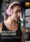 Picun B8 Headphones Wireless Bluetooth, 120H Bluetooth Headphones Over Ear with 3EQ Music Modes, Hands-Free Calls, Deep Bass Headphones for Travel Home Office Cellphone PC (Pink)