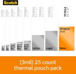 Scotch Thermal Laminating Pouches, Legal Size 11 x 17 Inches, 25 Pack Laminating Sheets, 3 Mil, Education Supplies & Craft Supplies, For Use With Thermal Laminators