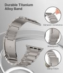 MoKo Titanium Band Compatible with Apple Watch Band 49mm 45mm 44mm 42mm iWatch Ultra2 Ultra SE 2 SE Series 9 8 7 6 5 4 3 2 1, Titanium Replacement Watch Band with Folding Clasp