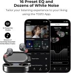 TOZO T10 Wireless Earbuds Bluetooth 5.3 Headphones, App Customize EQ, Ergonomic Design, 55H Playtime, Wireless Charging Case, IPX8 Waterproof Powerful Sound in-Ear Headset Black(New Upgraded)