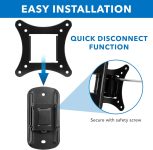 Mount-It! MI-2829 Small TV Monitor Wall Mount | RV TV Mount | Quick Release VESA Wall Mount | Fits 19 20 21 22 23 24 25 Inch Screens | 75 100 VESA Compatible | Low-Profile Slim Design | 44lb Capacity
