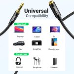 UGREEN Headphone Extension Cable 4 Pole TRRS 3.5mm Extension with Microphone Male to Female Stereo Audio Cable Gold Plated Nylon Braided Compatible with iPhone iPad Smartphones Media Players, 3.3FT