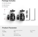 SmallRig 1/4″ Camera Hot Shoe Mount, Ballhead Tripod with Additional 1/4″ Screw, 2pcs Pack – 2059