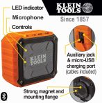 Klein Tools AEPJS1 Bluetooth Speaker, Wireless Portable Jobsite Speaker Plays Audio and Answers Calls Hands Free, IPX5, Worksite Ready