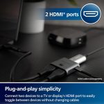 Philips 2 Device HDMI 2.1 Switch Splitter [8K@60Hz 4K@120Hz] Dolby Atmos, HD Dolby 7.1 Surround Sound, 48 Gbps Data Transfer, Switch Selector, Gaming, Smart TV, Firestick, PS5, PS4, xBox, SWV9173GR/37