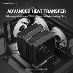 DeepCool AK620 Zero Dark CPU Air Cooler Mighty 260w TDP All-Black 6 Copper Heat Pipes Dual-Tower CPU Cooler with FK120 Fans Each 120mm PWM 1850RPM 68.99CFM for Intel LGA 1700/1200/1151 AMD AM5/AM4
