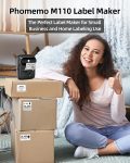 Phomemo M110 Label Makers – Barcode Label Printer Bluetooth Portable Thermal Printer for Small Business, Address, Logo, Clothing, Mailing, Sticker Printer for Phones & PC, Black